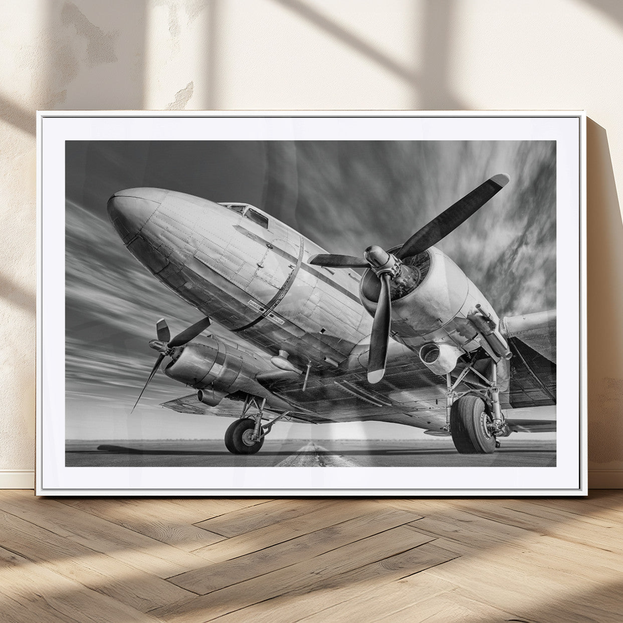 82744-MGC-FP-36x24_White-Vintage Airplane on Runway Canvas Print