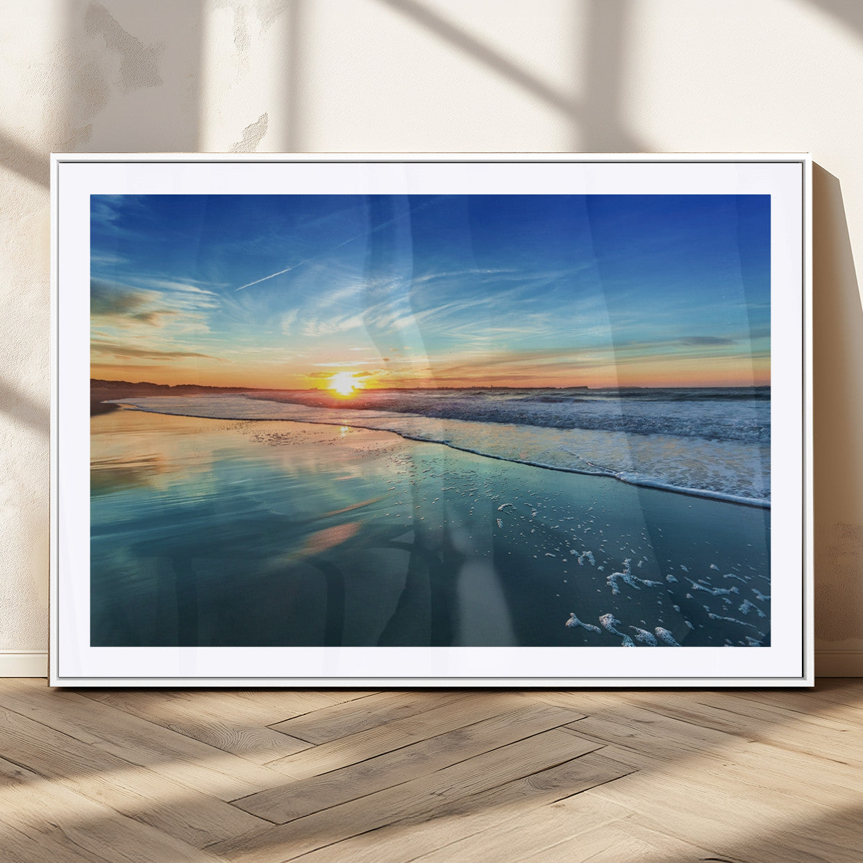 25542-MGC-FP-36x24_White-Blue Sky and Beach Wall Art Canvas Print