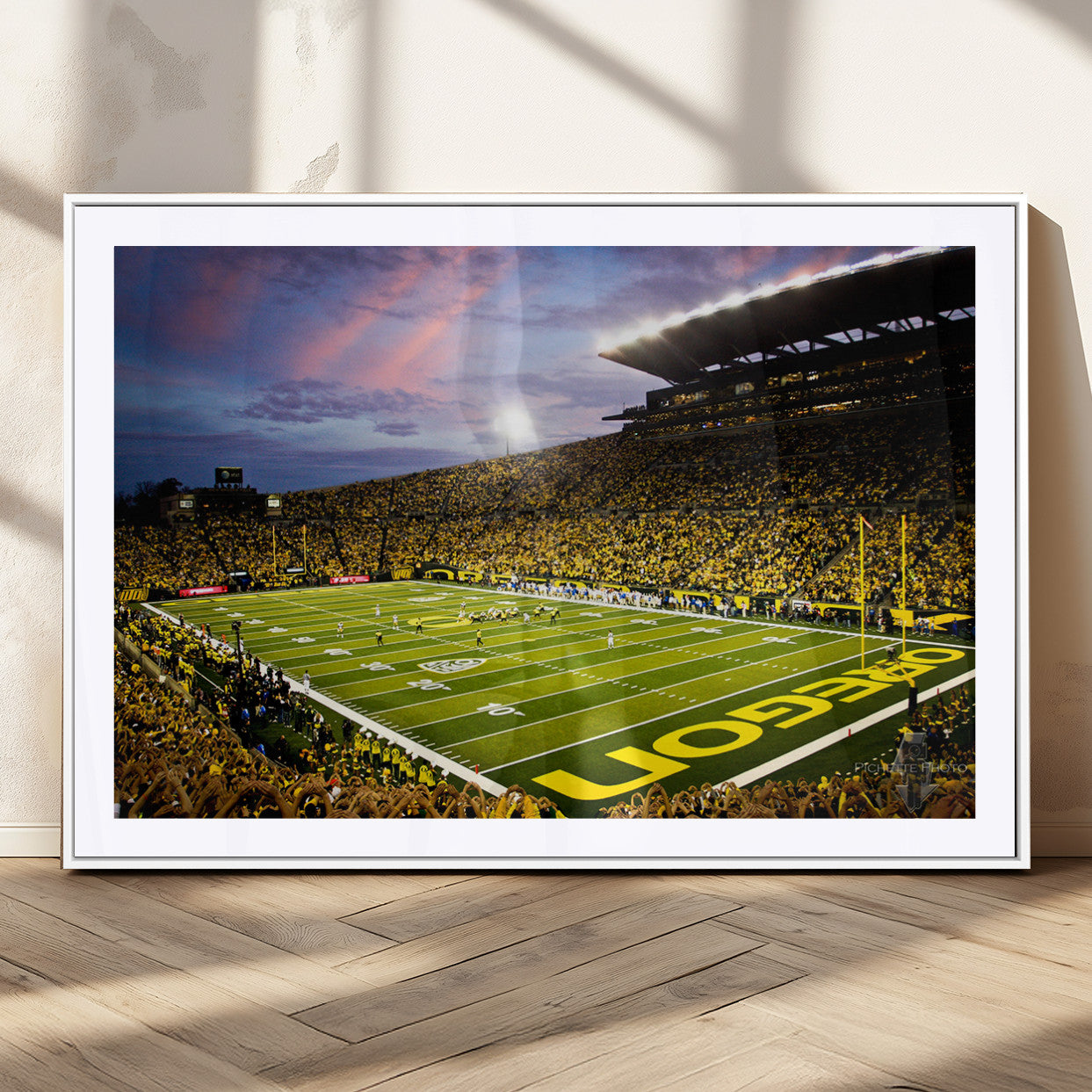 72017-MGC-FP-36x24_White-University of Oregon Ducks Football Team Print - Eugene Autzen Stadium Wall Art Canvas Print