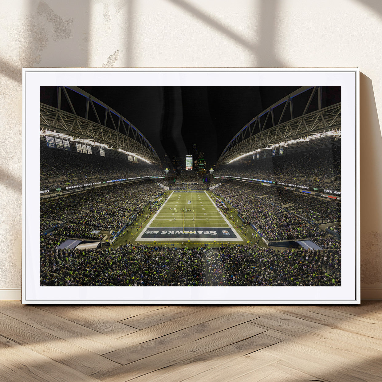 81900-MGC-FP-36x24_White-Seattle Seahawks Football Team Print Wall Art - Seattle Century Link Field Stadium Wall Art Canvas