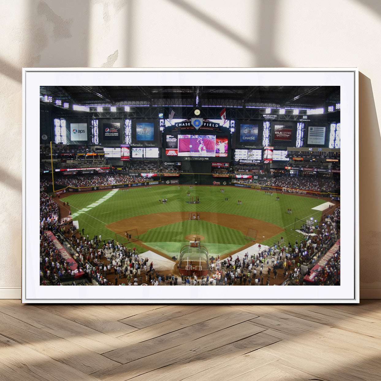 91630-MGC-FP-36x24_White-Arizona Diamondbacks Baseball Team Print - Phoenix Chase Field Baseball Stadium Wall Art Canvas