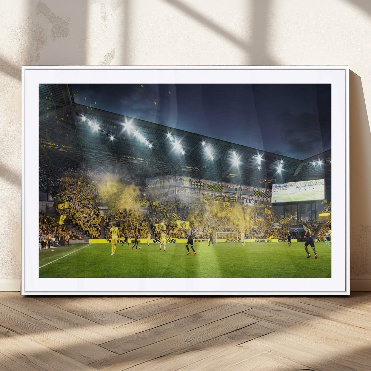 65820-MGC-FP-36x24_White-Columbus Crew Stadium Match Triple Canvas Wall Art - Dynamic MLS Game Scene Canvas Wall Art