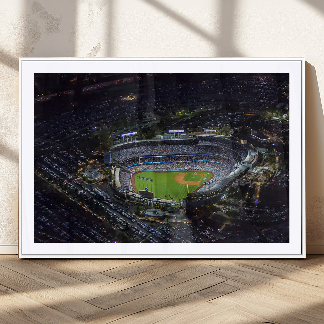 20932-MGC-FP-36x24_White-Los Angeles Dodgers Dodger Stadium Wall Art Canvas Print - MLB Baseball Stadium