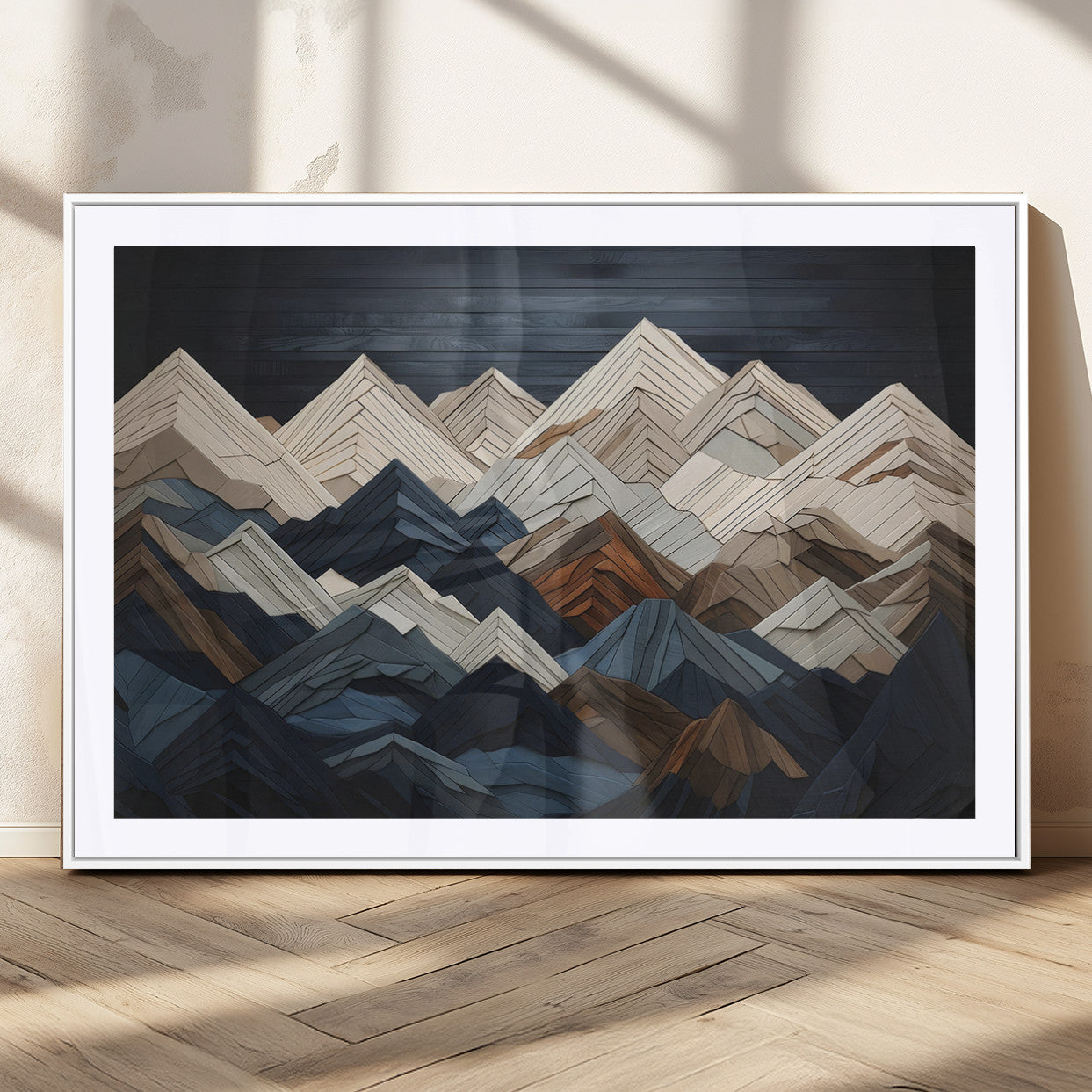 12896-MGC-FP-36x24_White-Wood Mountain Wall Art | Mountain Canvas Print Wood Decor | Ready to Hang for Cabin Decor