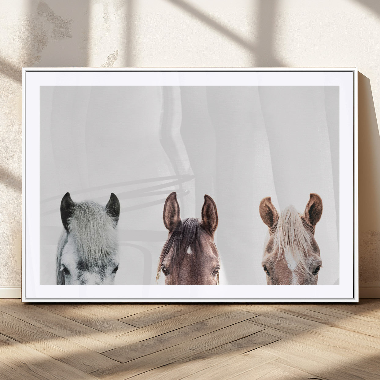 -Horse Wall Art - Minimalist Horse Triptych Wall Art – Modern 3-Panel Giclée Canvas Featuring Horse