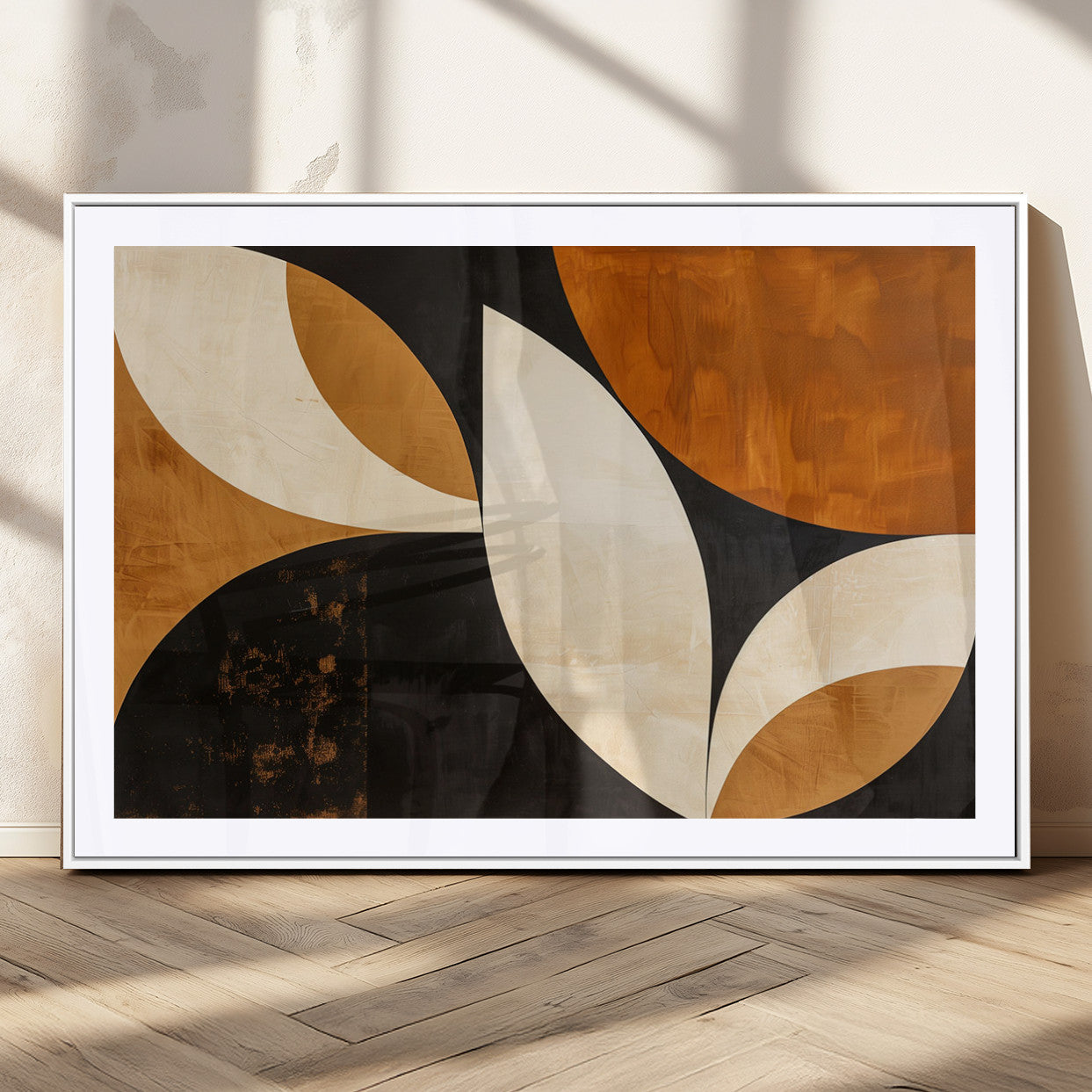 21251-MGC-FP-36x24_White-Geometric Abstract Wall Art Canvas Print, Mid Century Modern Wall Art Print