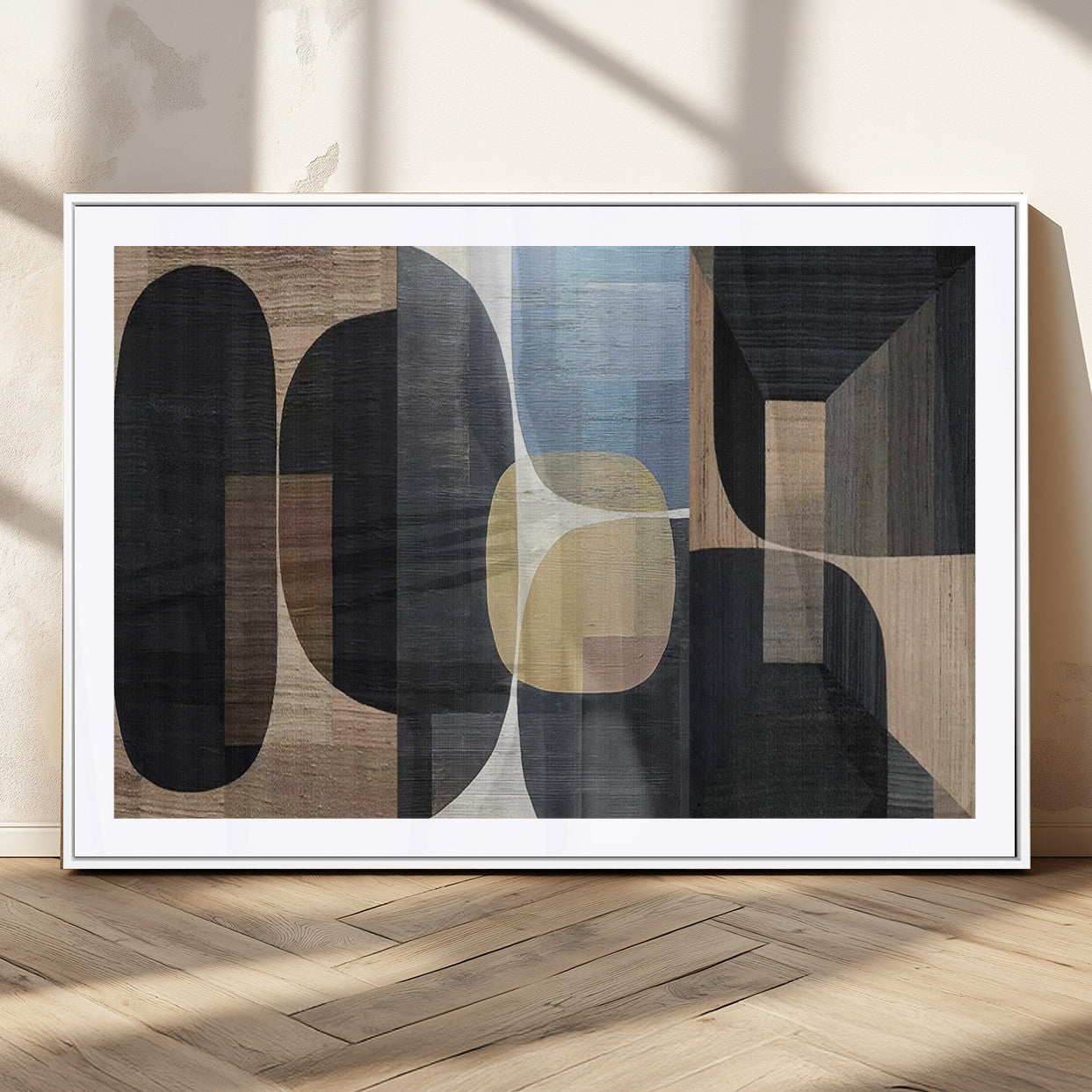 75252-MGC-FP-36x24_White-Minimalist Wabi Sabi Abstract Geometric Wall Art Canvas Print – Modern Minimalist Shapes – Ready to