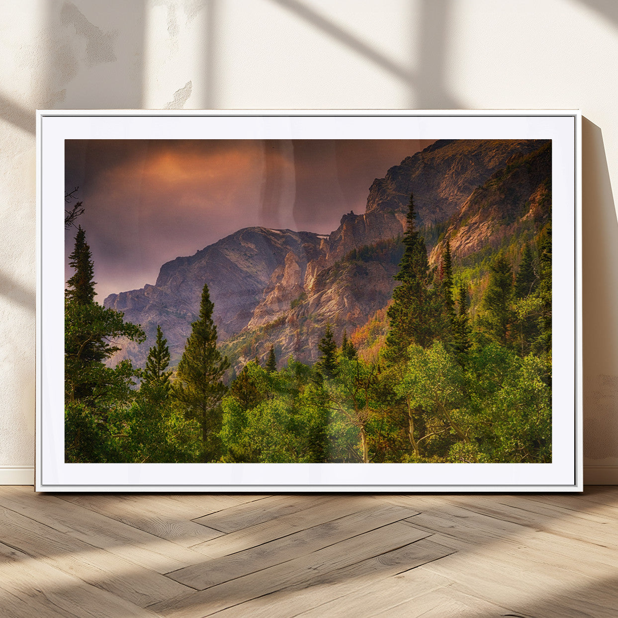 81684-MGC-FP-36x24_White-Colorado Rockies Mountains Wall Art Canvas Print | Ready to Hang Framed Mountain Landscape