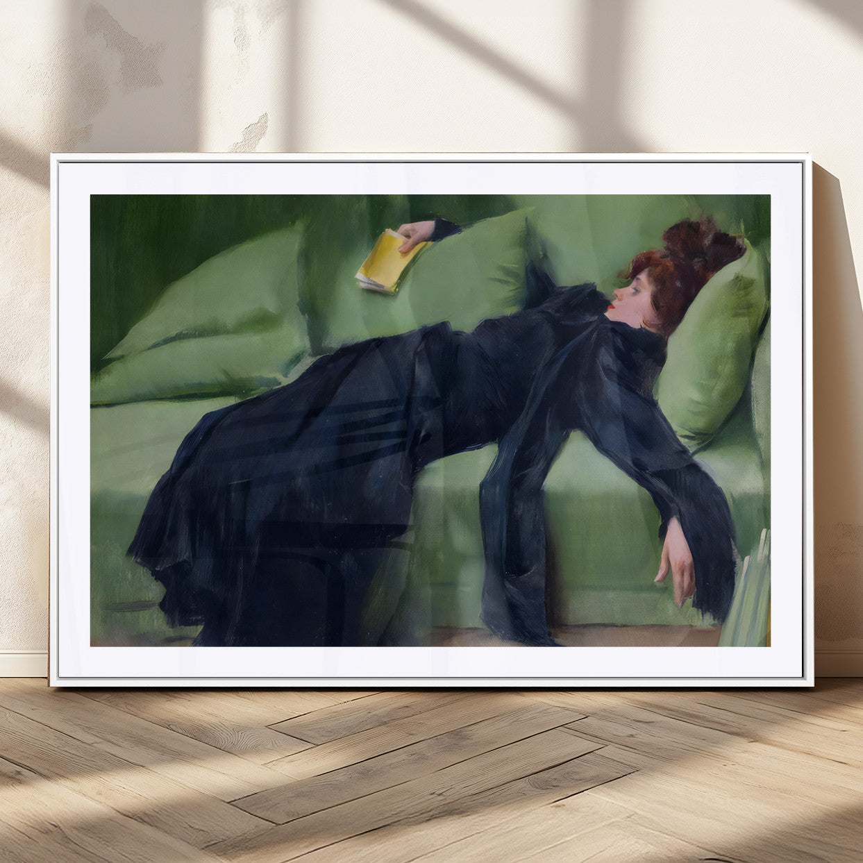17725-MGV-CV-36X24-Decadent Girl by Ramon Casas Wall Art Canvas Print, Framed Decadent Girl Canvas Print