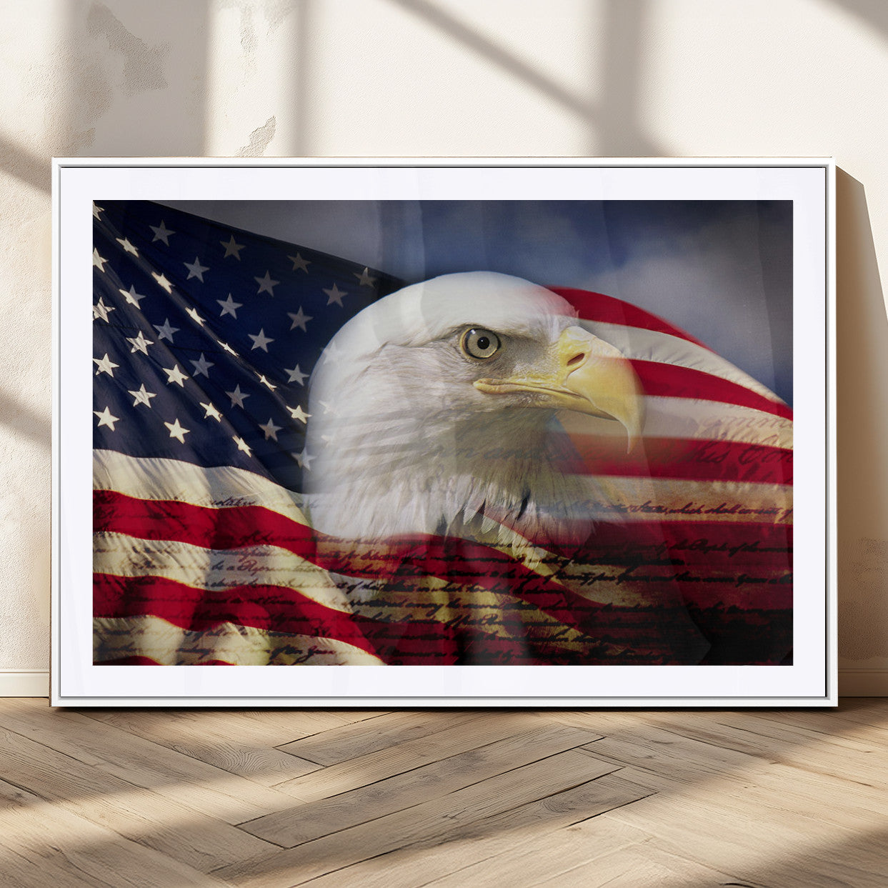 30313-MGC-FP-36x24_White-American Flag Eagle Symbol Wall Art, American Flag Eagle Wall Art Canvas Print