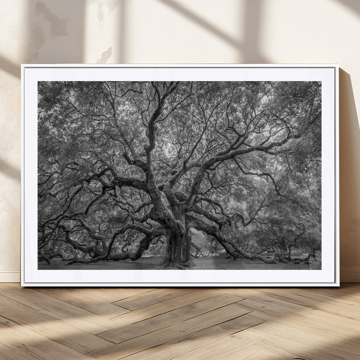 97240-MGC-FP-36x24_White-Majestic Angel Oak Tree Black and White Canvas Print – Multi Panel Wall Art, Giclée Print, Ready to