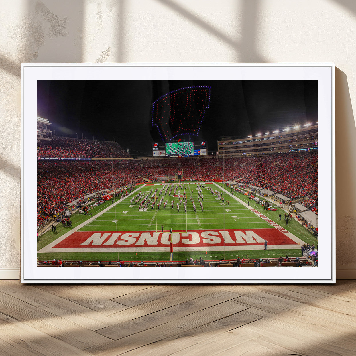 34125-MGC-FP-36x24_White-Wisconsin Badgers Football Team Print Canvas- Madison Camp Randall Stadium Wall Art Canvas Print
