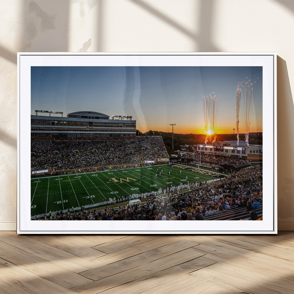 29253-MGC-FP-36x24_White-Demon Deacons Football Team Print Canvas- Winston-Salem Allegacy Federal Credit Union Stadium Wall