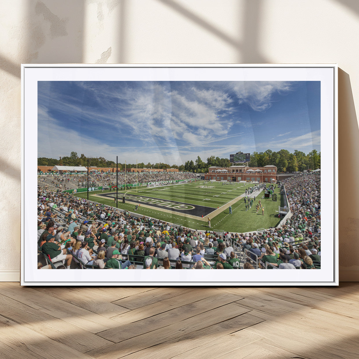 67799-MGC-FP-36x24_White-University of Charlotte 49ers Football Team Print - Charlotte Jerry Richardson Stadium Canvas Print