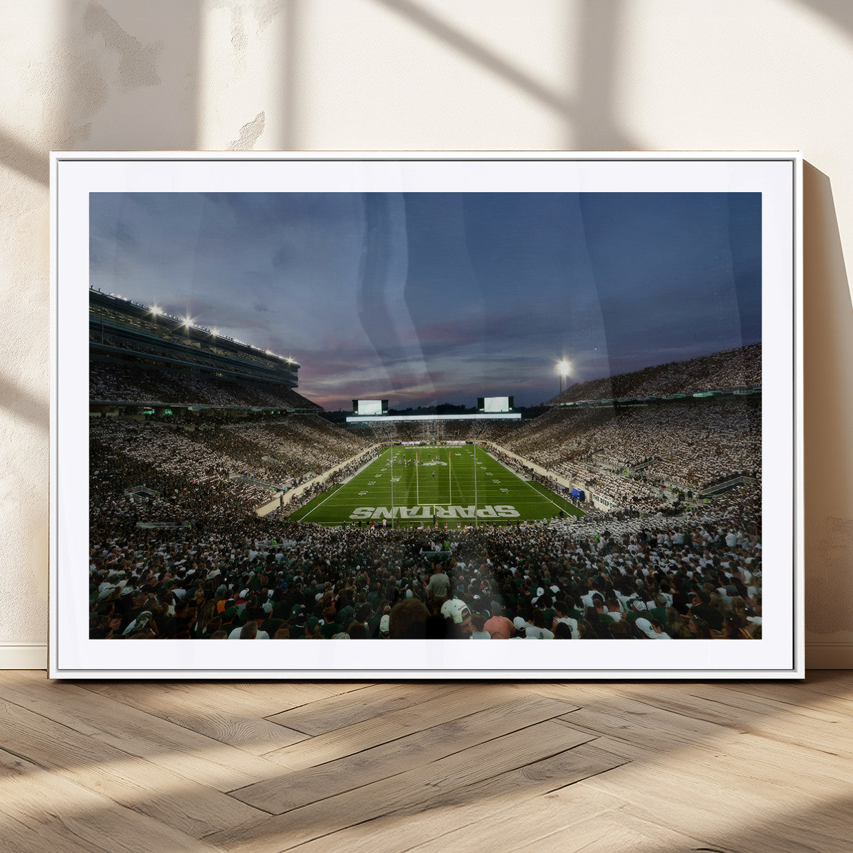 90831-MGC-FP-36x24_White-Michigan State Spartans Football Team Print - East Lansing Spartan Stadium Canvas Print