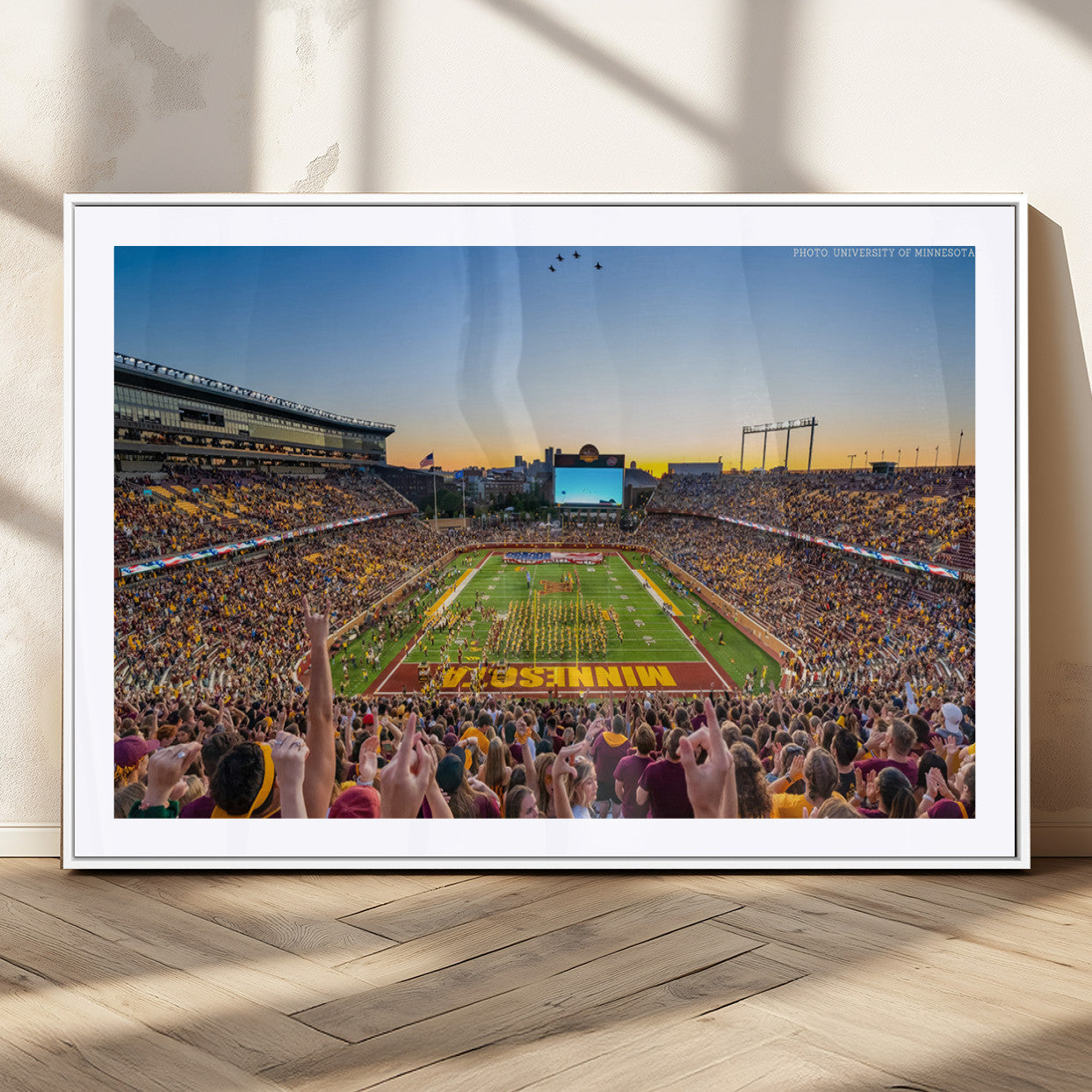 63452-MGC-FP-36x24_White-University of Minnesota Golden Gophers Football Team Print - Minneapolis Huntington Bank Stadium