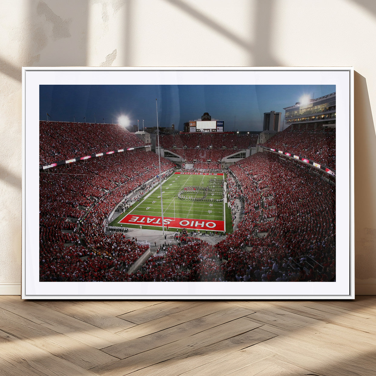 98743-MGC-FP-36x24_White-Ohio State University Buckeyes Football Team Print - Columbus Ohio Stadium Wall Art Canvas Print