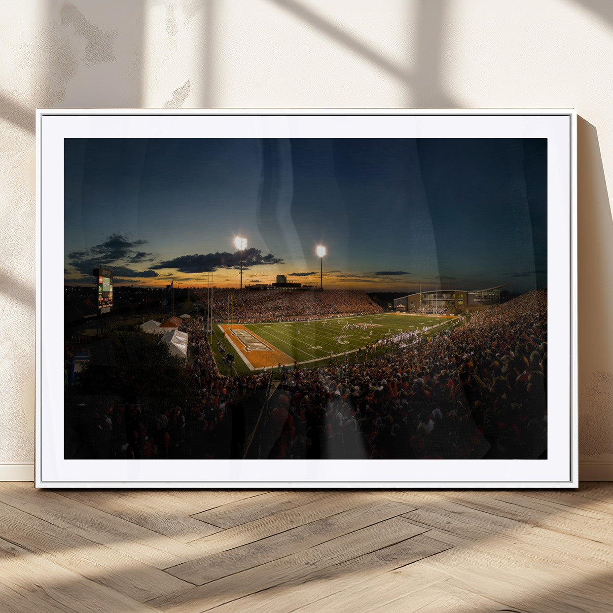 15980-MGC-FP-36x24_White-Ball State Cardinals Football Team Print - Muncie Scheumann Stadium Wall Art Canvas Print