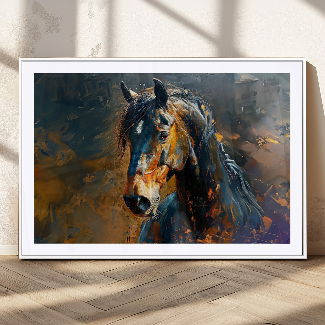 29909-MGC-FP-36x24_White-Abstract Horse Wall Art Canvas Print | Farmhouse Wall Decor | Western Cabin Art | Rustic Horse Decor