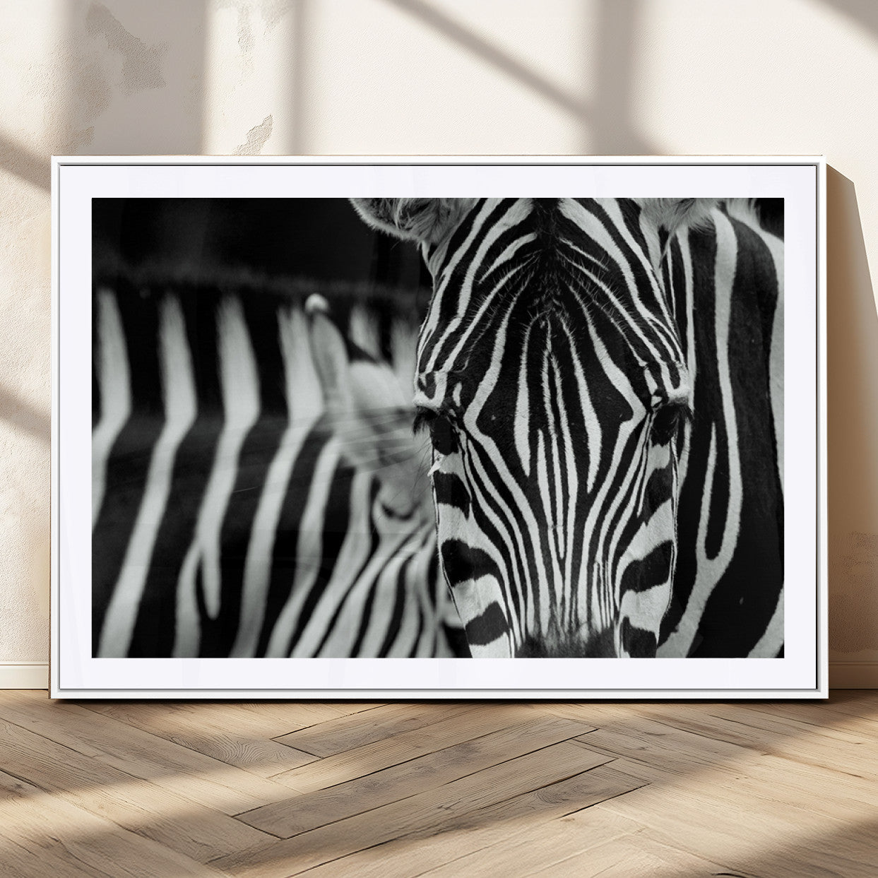 MGC-FP-36x24 - Zebra Wall Art – Close Up Black and White Animal Print, Bold Safari Decor for Living Room, Office, or Bedroom