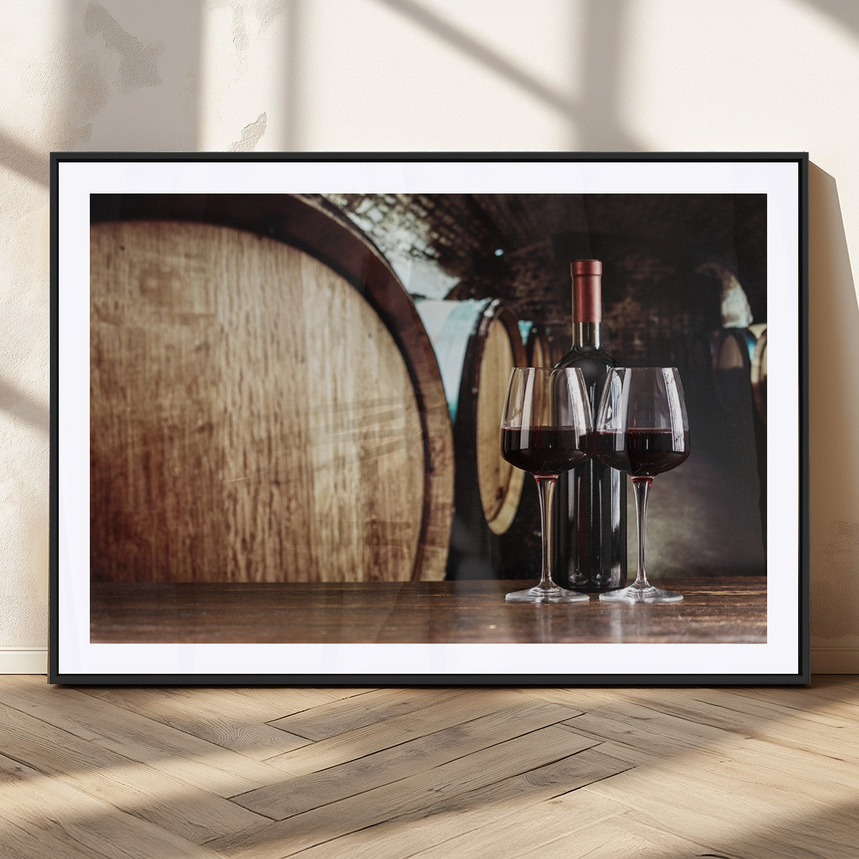 -Wine and Barrel Wall Art Canvas Print