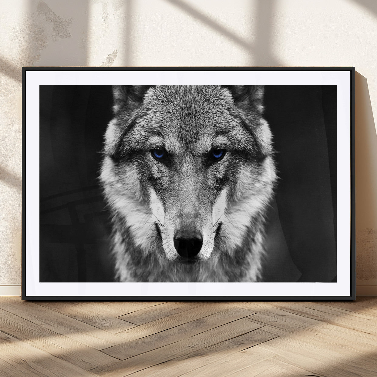95933-MGC-FP-36x24_Black-Black and White Wild Wolf Wall Art Canvas Print