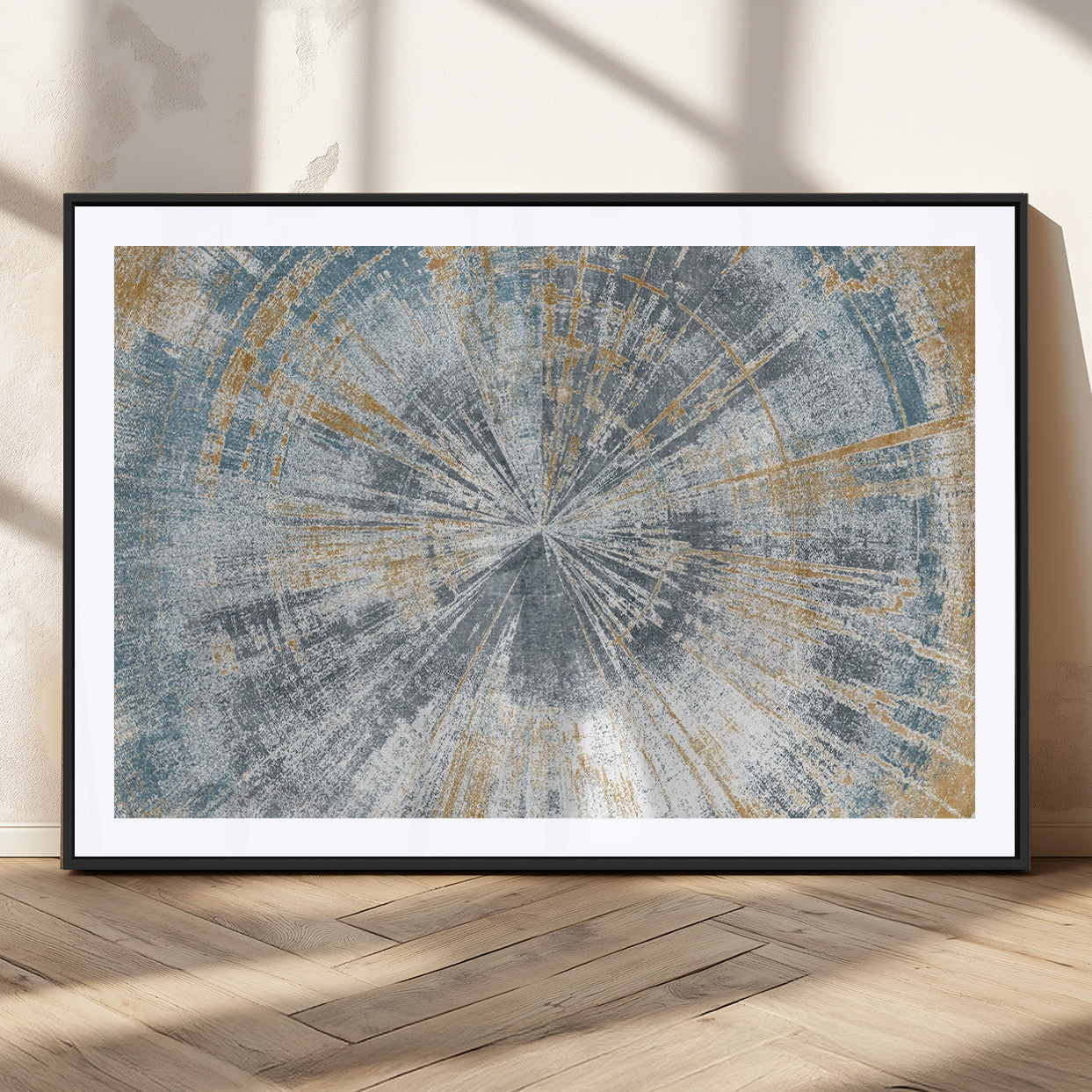 17631-MGC-FP-36x24_Black-Radiant Abstract Wood Rings Canvas Art – Modern Triptych Wall Decor for Living Room or Farmhouse