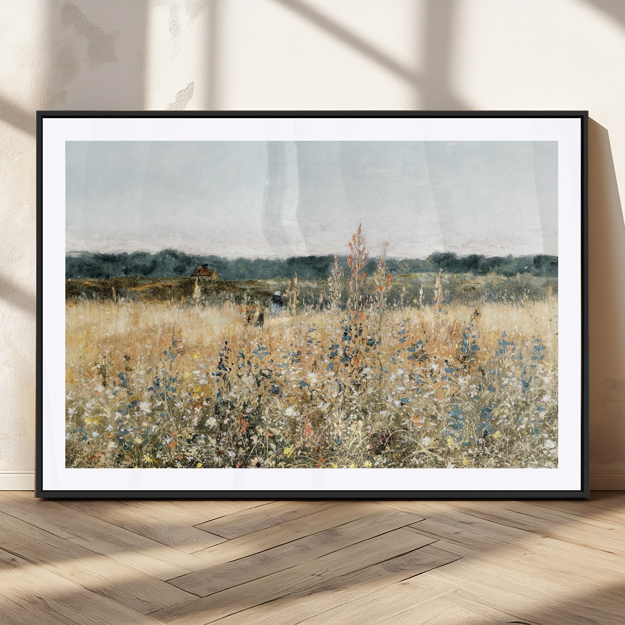 98941-MGC-FP-36x24_Black-Wildflower Field Wall Art Canvas | Nature-Inspired Landscape Canvas Print for Living Room or Office