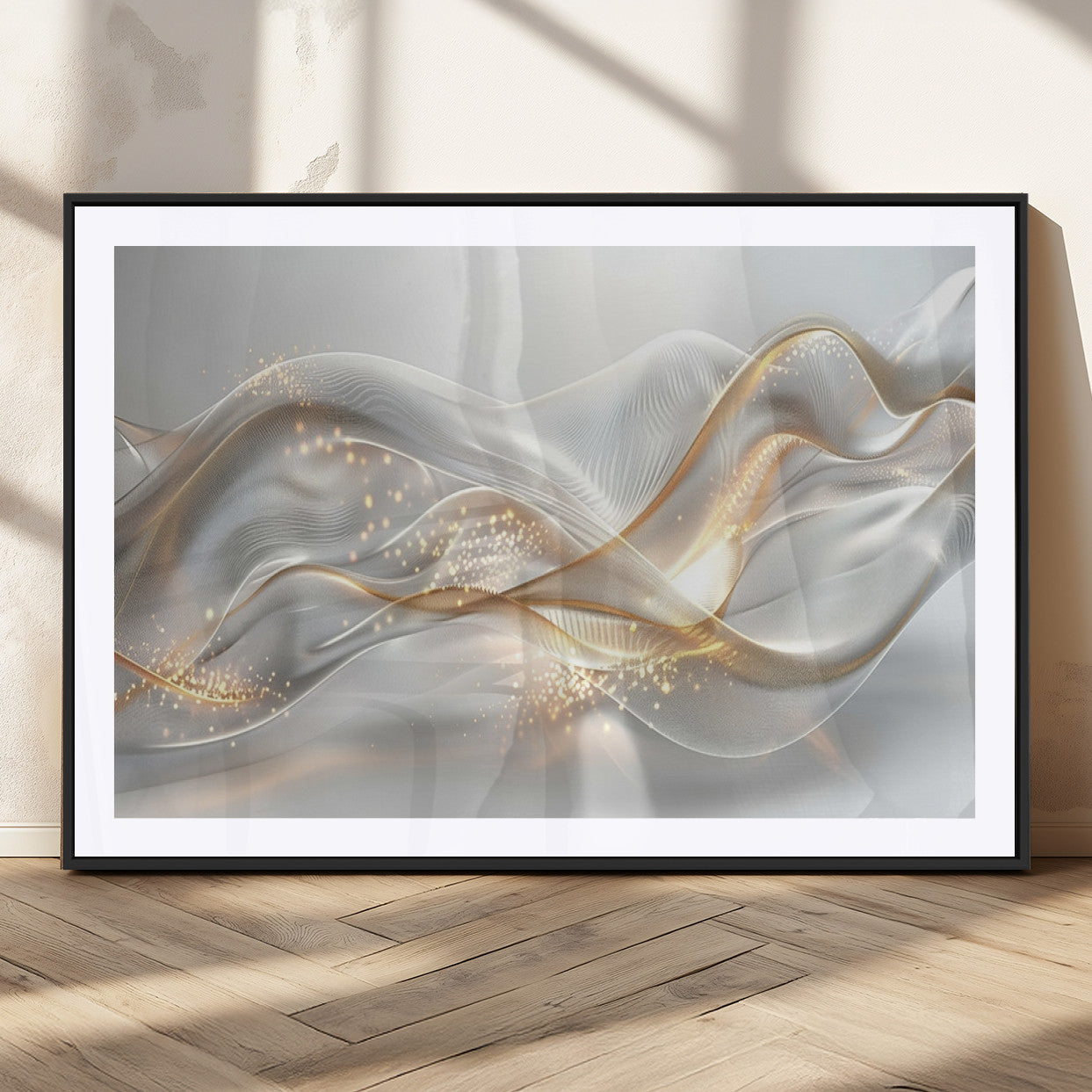 Lines2-MGC-FP-36x24_Black-Abstract art Grey and Gold Lines Wall Art