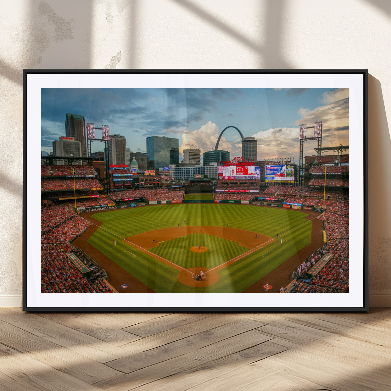 91908-MGC-FP-36x24_Black-Busch Stadium Wall Art Print | St. Louis Cardinals Baseball Stadium Canvas Print | Framed Sports