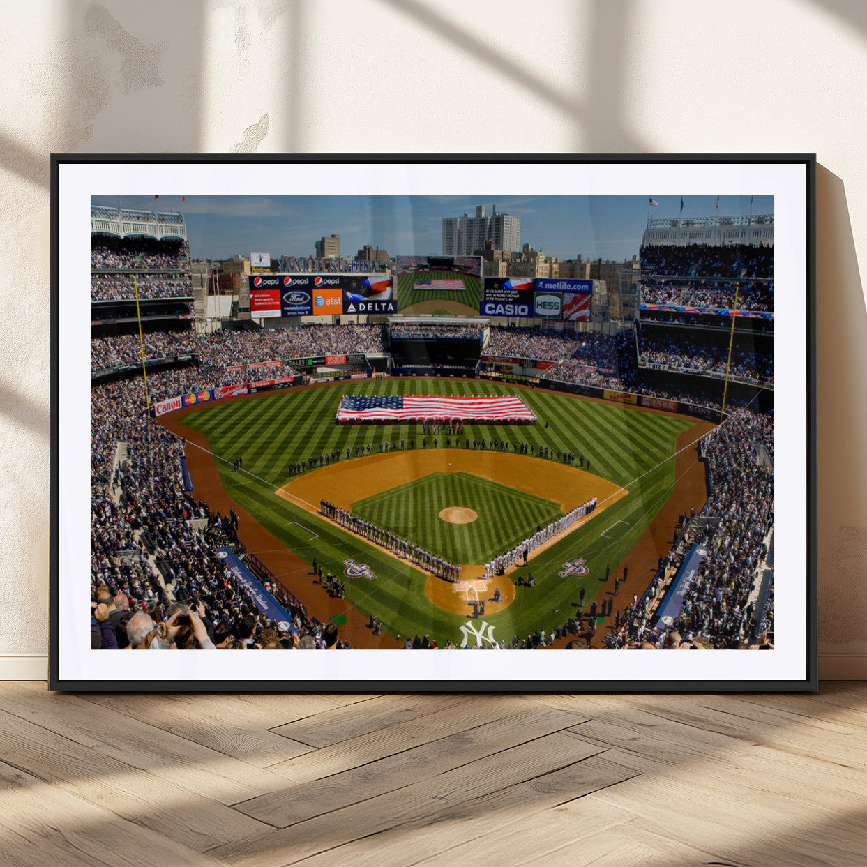 20879-MGC-FP-36x24_Black-Yankee Stadium New York Wall Art Print | 3-Panel Canvas Print of Yankees Baseball Stadium | Large