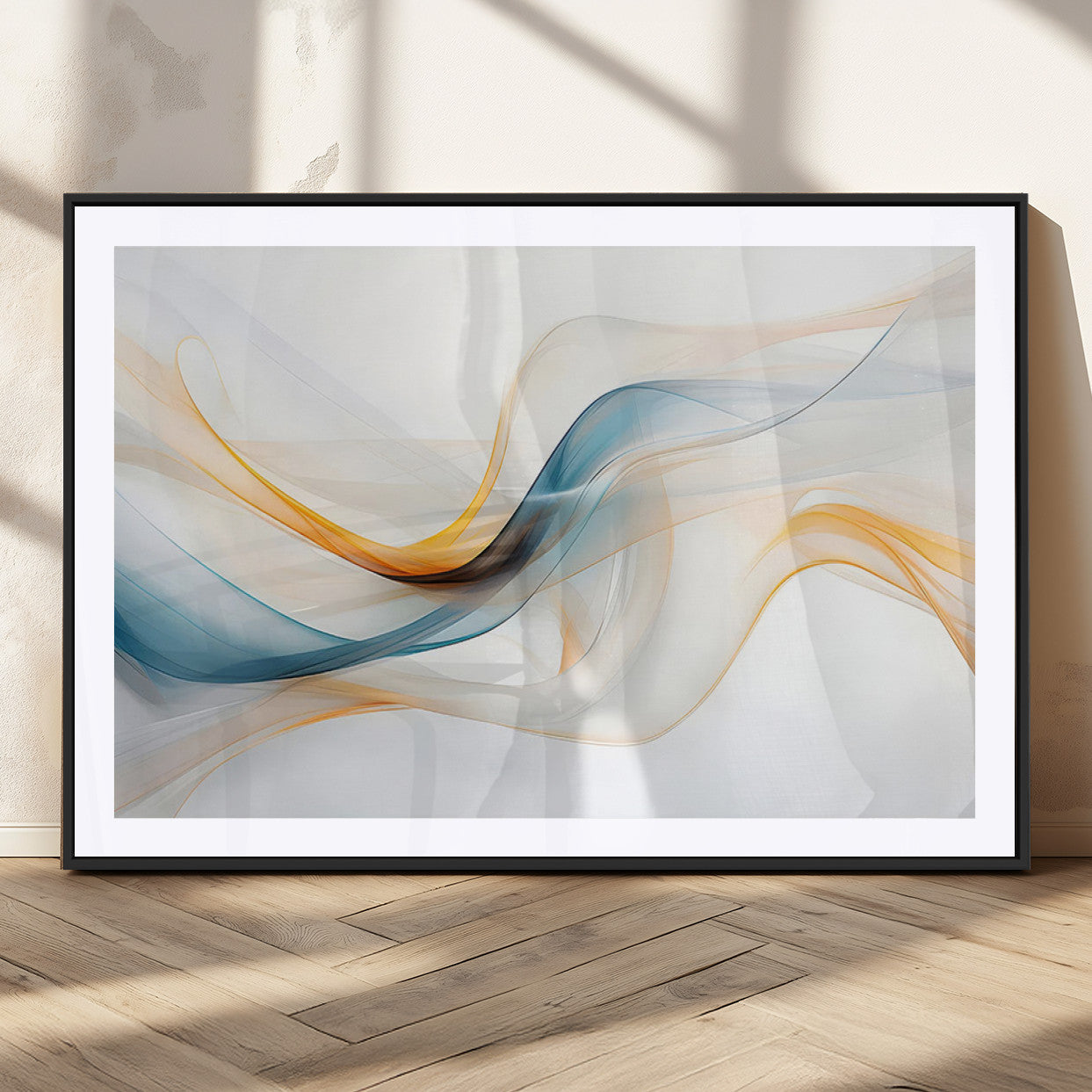 60881-MGC-FP-36x24_Black-Decorative Turquoise Abstract Wave Wall Art Canvas Print