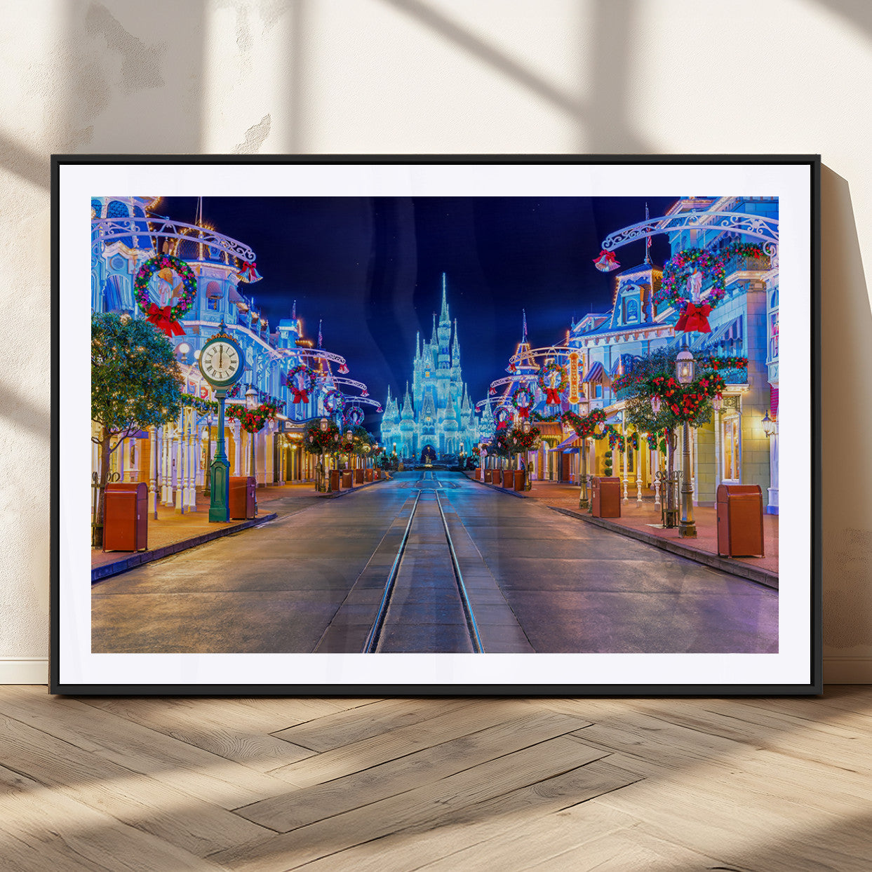 12470-MGC-FP-36x24_Black-Disney Castle Wall Art – Large Magic Kingdom Canvas Artwork, Fairytale Design, Kids Room Christmas Decor for Home, Office
