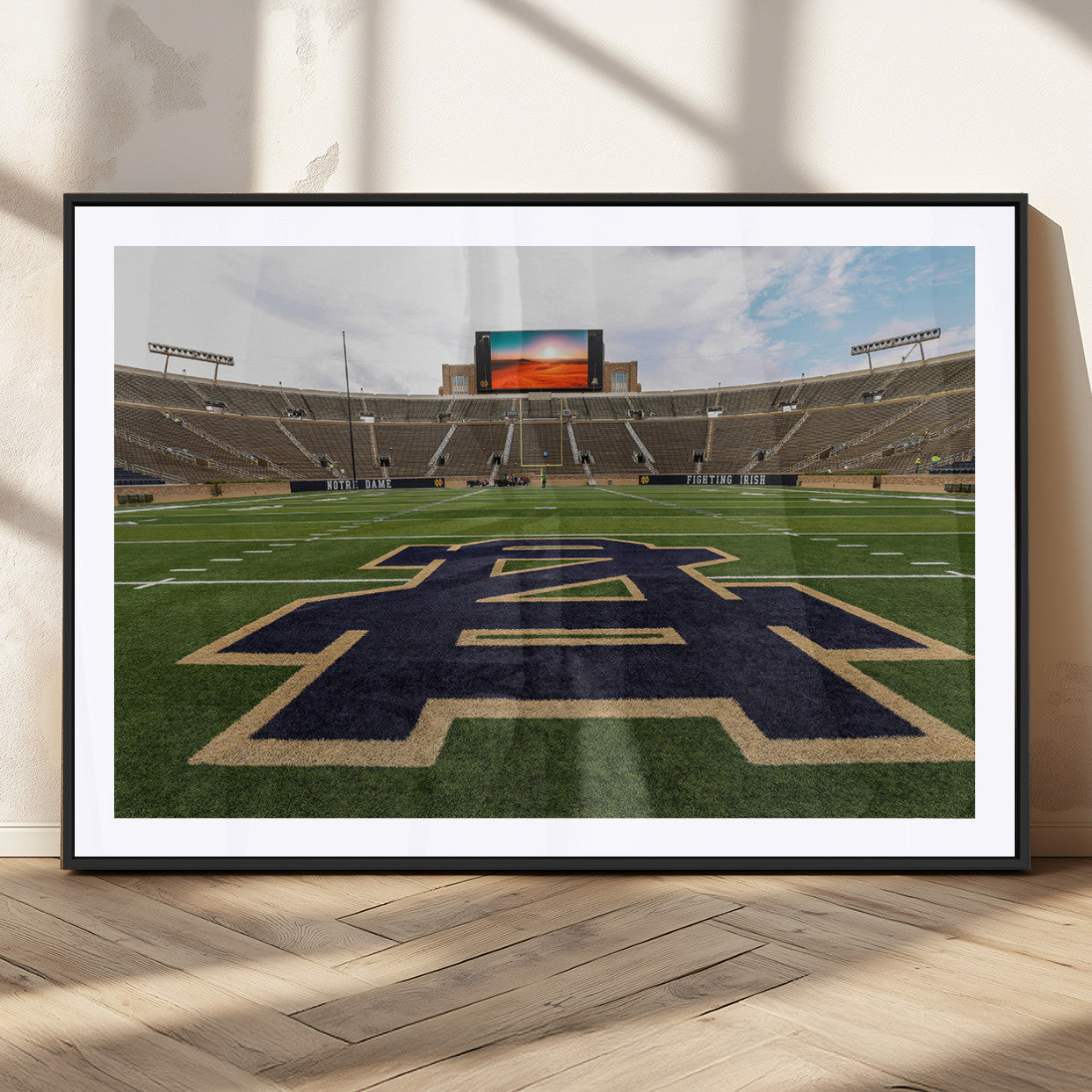 MGC-FP-36x24 - Notre Dame Stadium Wall Art Canvas Print, Framed Indiana Stadium Art Picture Print, Notre Dame Field Perfect Sport Room Decor Artwork