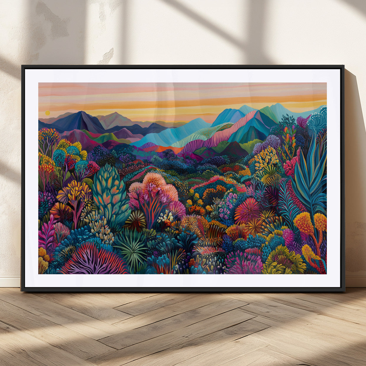 63728-MGC-FP-36x24_Black-Colorful Abstract Landscape Wall Art Print Canvas - Vibrant Modern Decor for Living Room, Office, or