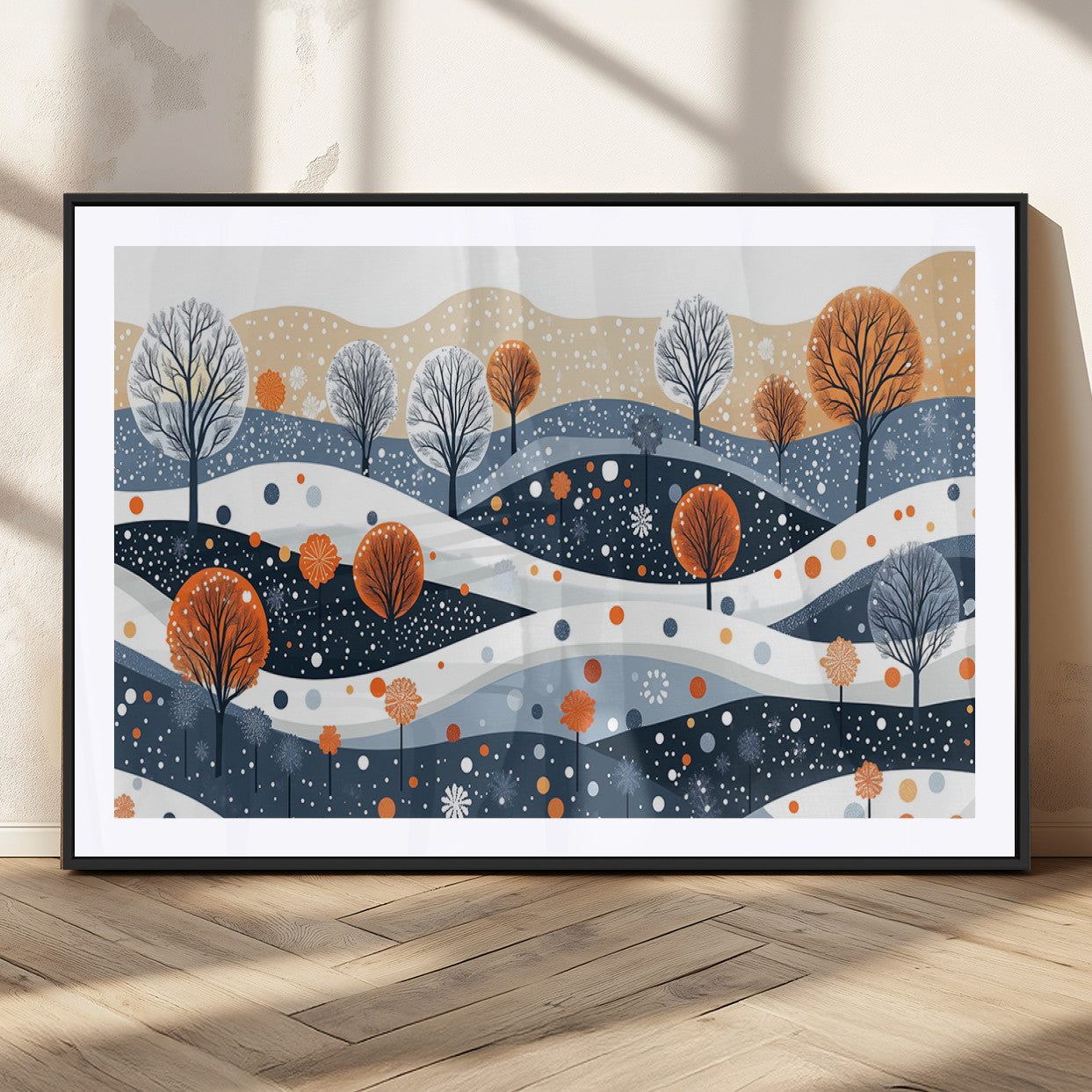 22651-MGC-FP-36x24_Black-Abstract Winter Landscape Canvas Wall Art Print - Large Colorful Nature Wall Decor