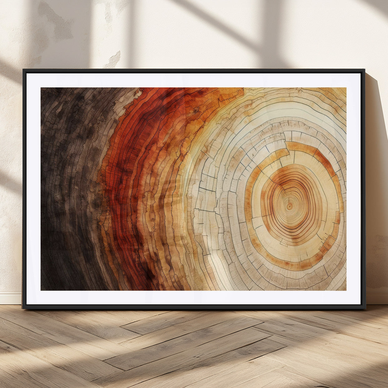 57529-MGC-FP-36x24_Black-Tree Ring Print on Canvas Wall Art, Tree Stump Print, Wood Wall Art Living Room, Abstract Natural