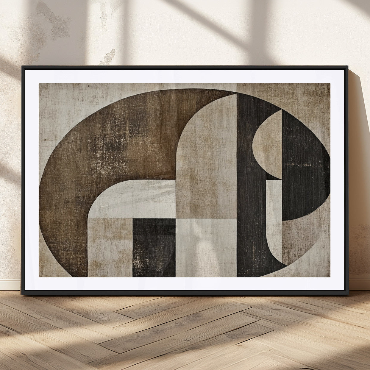 44796-MGC-FP-36x24_Black-Wabi Sabi Abstract Wall Art | Geometric Modern Minimalist Canvas Print with Neutral Mid Century Art
