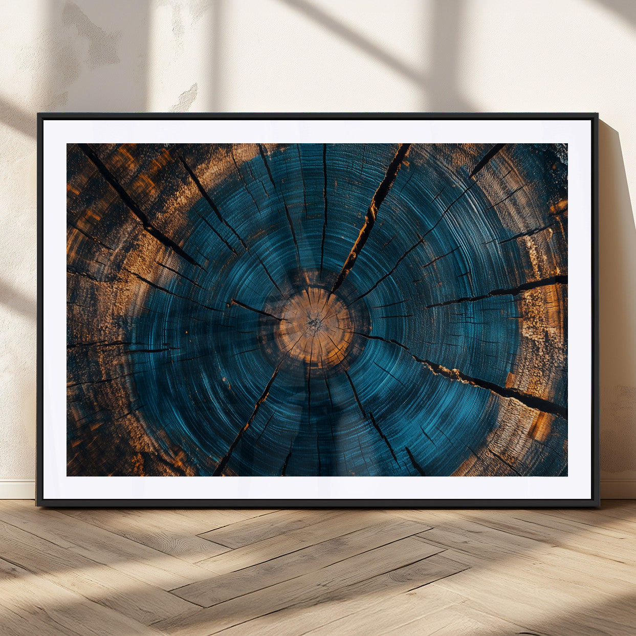 13398-MGC-FP-36x24_Black-Abstract Tree Rings Wall Art Canvas Print Wood Grain Rings Artwork Nature Woodland Modern Wall Decor for Home, Office