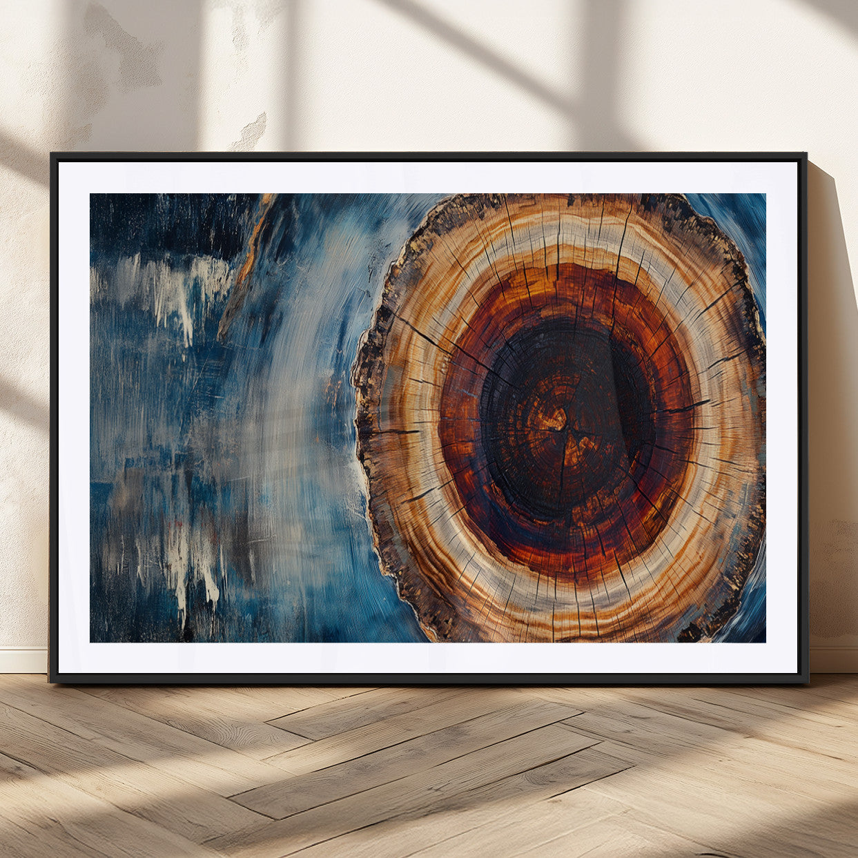 48045-MGC-FP-36x24_Black-Abstract Tree Rings Wall Art Canvas Print - Wood Grain Rings Canvas Print - Nature Woodland Wall