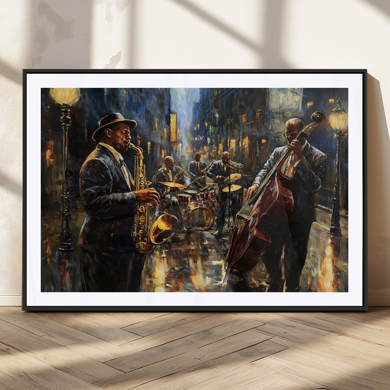 -Jazz Canvas Wall Art Print - Abstract African American Music Art - Framed Posters for Living Room or
