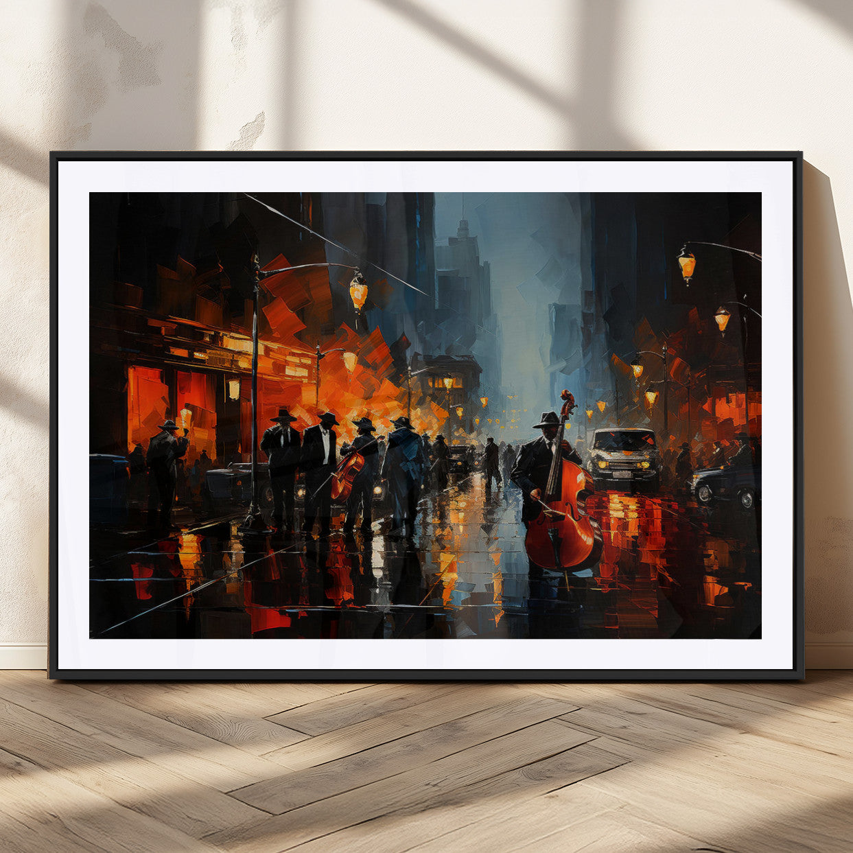 46538-MGC-FP-36x24_Black-Winston Porter Jazz Wall Art - African American Music Canvas - Abstract Colorful Music Art - Framed