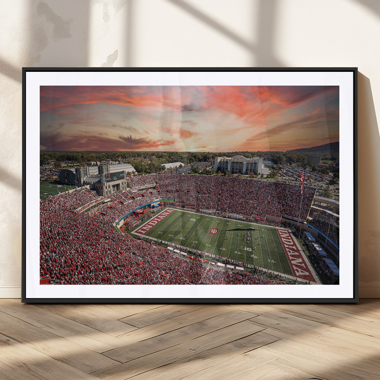 51135-MGC-FP-36x24_Black-Indiana Memorial Stadium Wall Art Canvas Print, Framed Studium Canvas Art, Indiana Memorial Stadium
