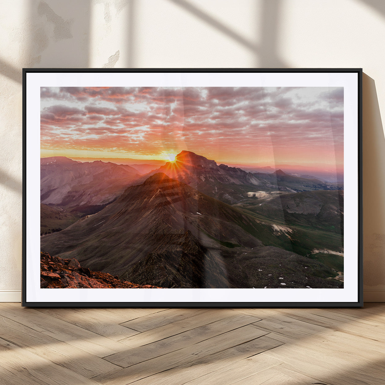 MGC-FP-36x24 - Majestic Sunrise Wall Art – Canvas Print of Rugged Mountain Peaks, Vibrant Sky, Serene Landscape, Nature Decor for Home or Office