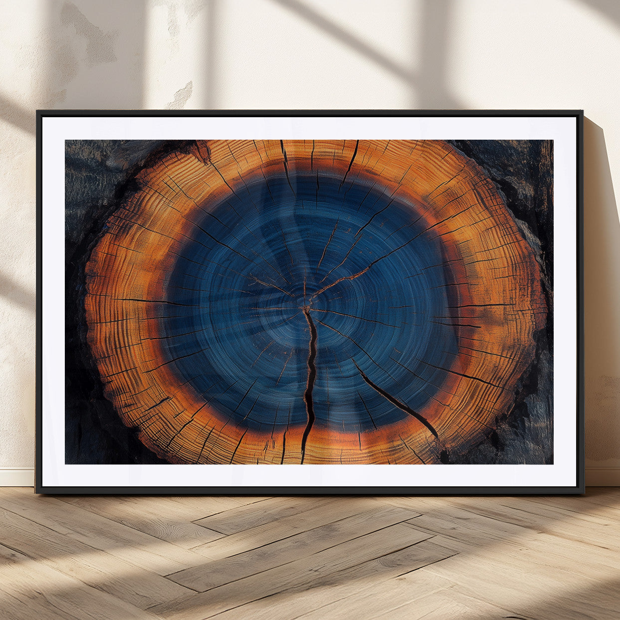 MGC-FP-36x24 - Abstract Tree Ring Wall Art Print, Natural Rustic Wood Texture Canvas Print, Framed Tree Ring Printing, Wood Tree Stump Artwork Canvas Print