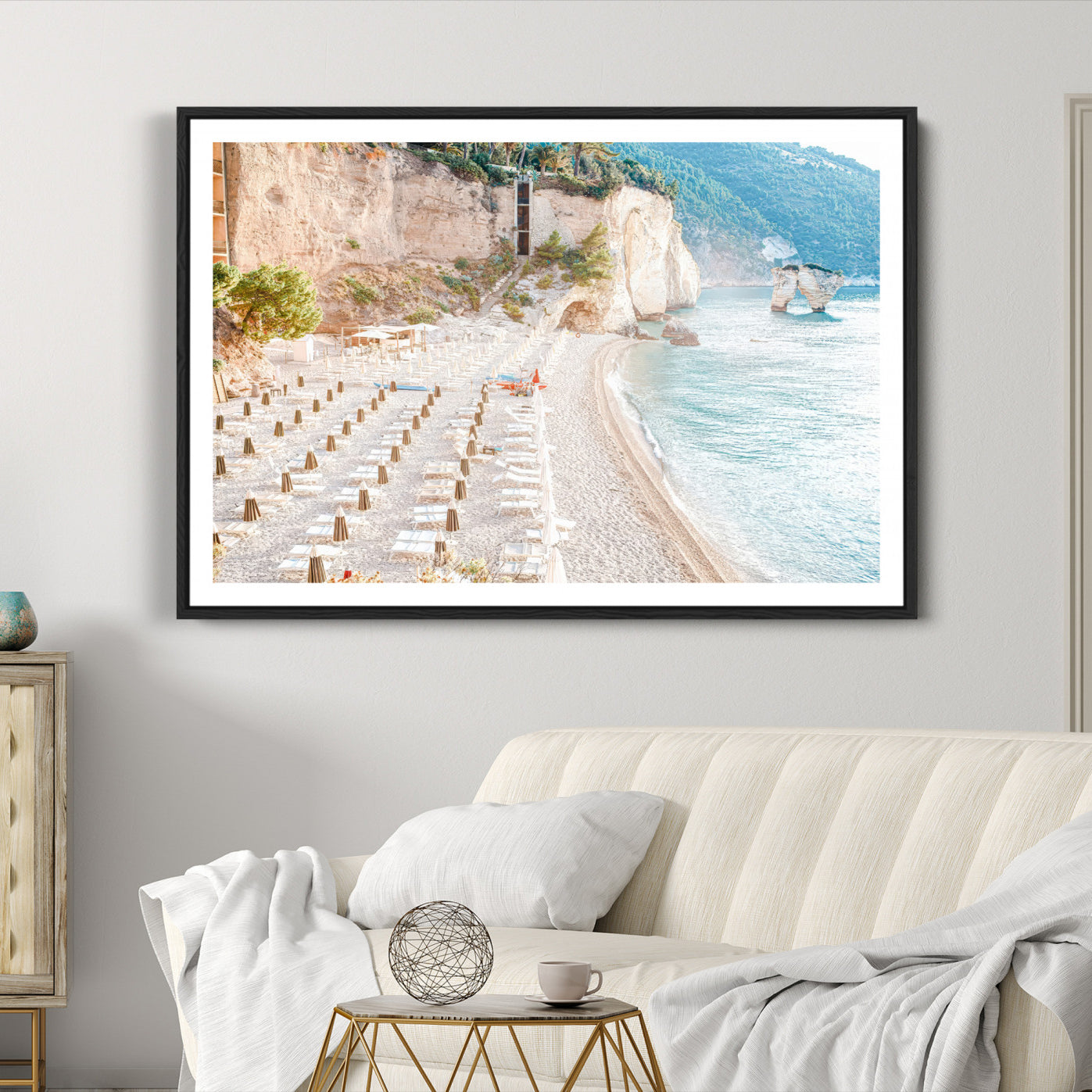 84816639-MGC-FP-36x24-Beach Wall Art Canvas Print, Framed Coastal Art Picture Print, Summer Shore Perfect Coastal Decor