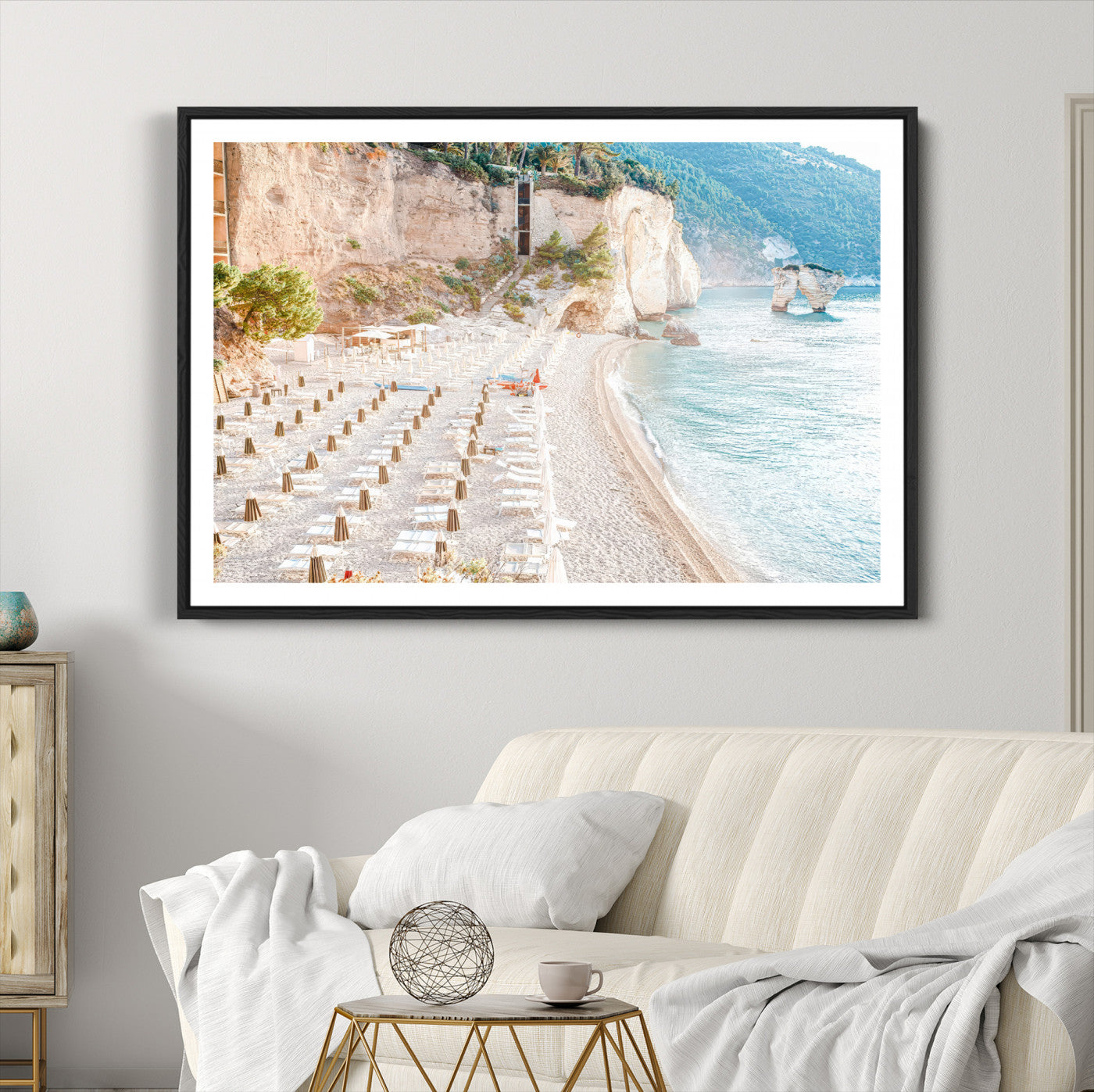 84816639-MGC-FP-36x24-Beach Wall Art Canvas Print, Framed Coastal Art Picture Print, Summer Shore Perfect Coastal Decor