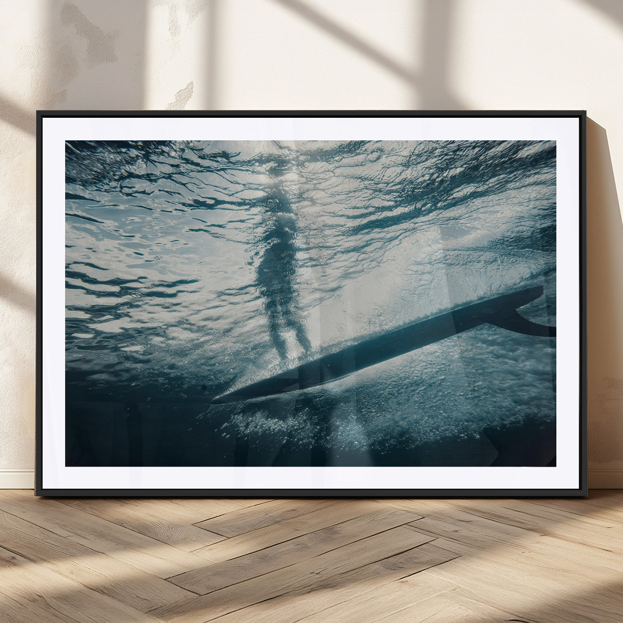 MGC-FP-36x24 - Submerged Surf Wall Art Canvas Print, Framed Underwater Perspective Art Picture Print, Ocean Surf Perfect Coastal Adventure Decor Artwork