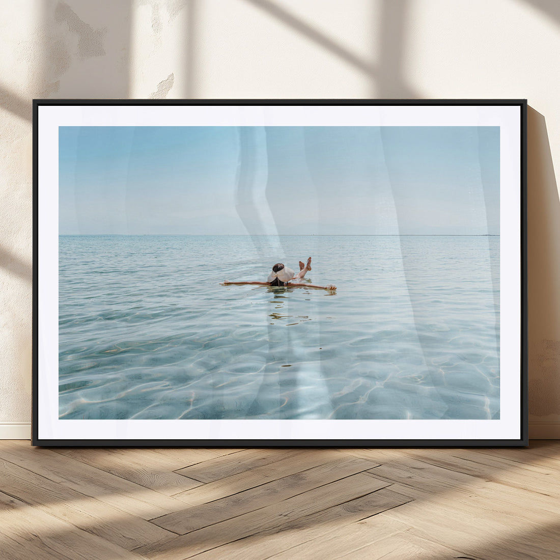 Swimming Relaxation Wall Art Canvas Print, Framed Peaceful Clear Sea Artwork