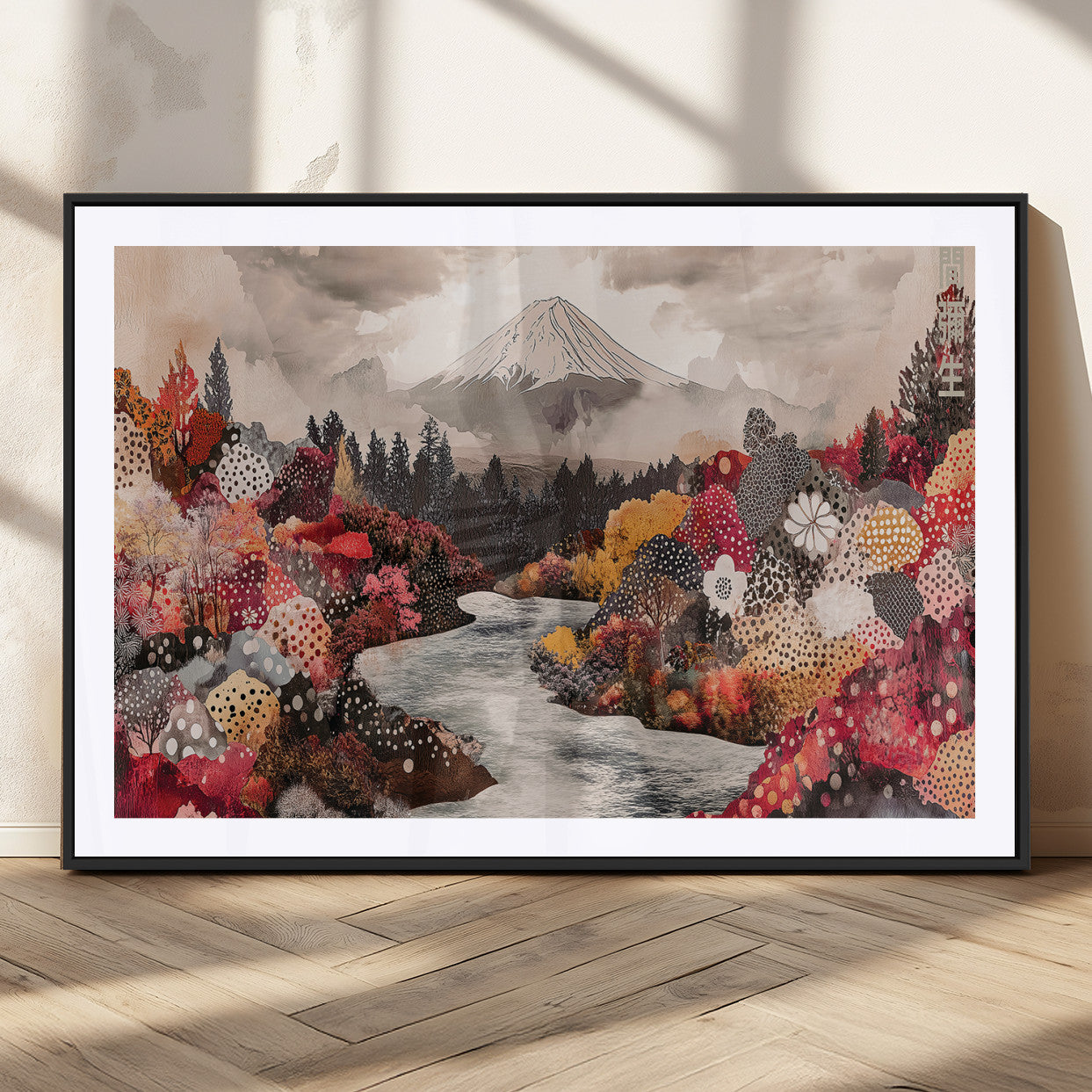 37138418-MGV-CV-36X24-Mountain Wall Art Canvas Print – Framed Autumn Forest Cottagecore Landscape Boho Nature Artwork for Home Office
